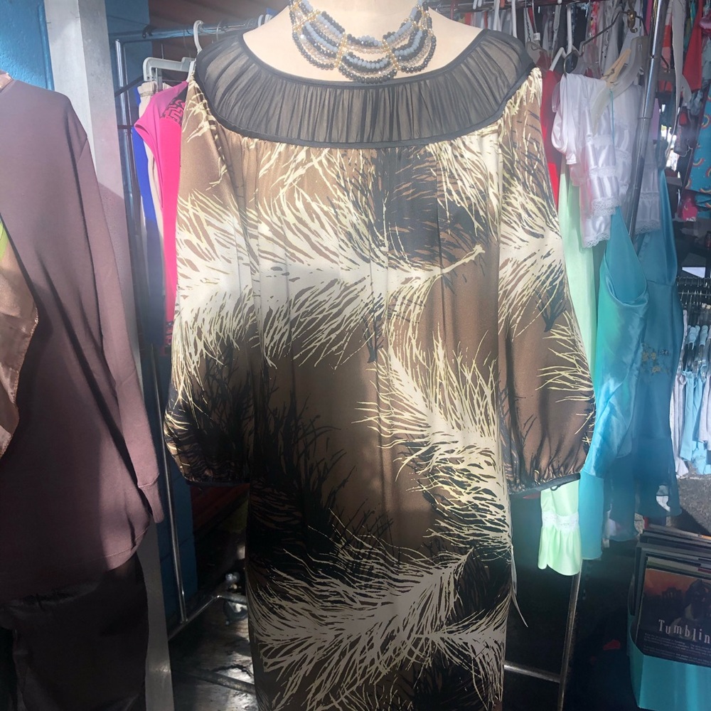Brown Black Satin Dress